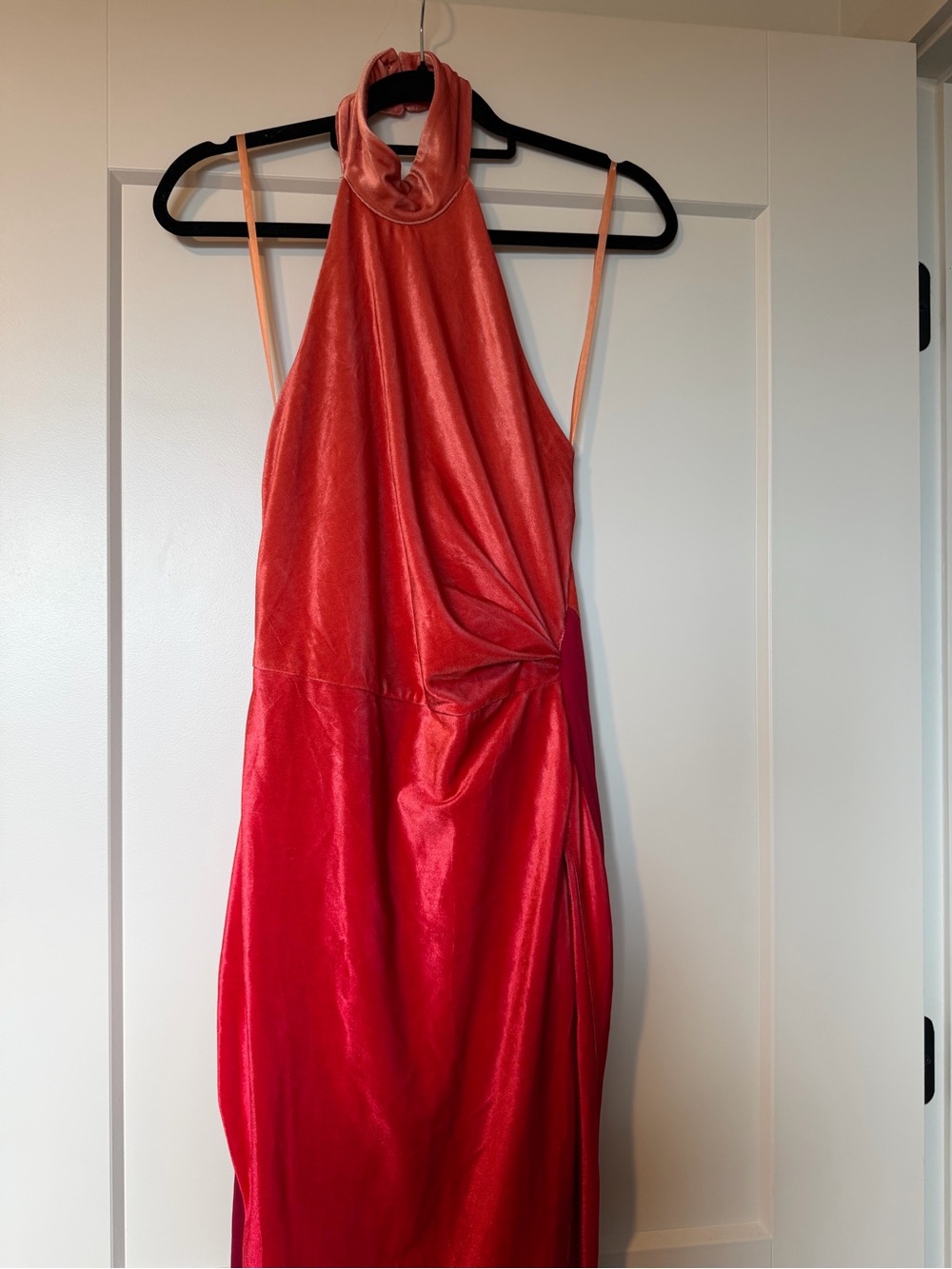 JLUXLABEL Satin Halter Slip Dress in Red
